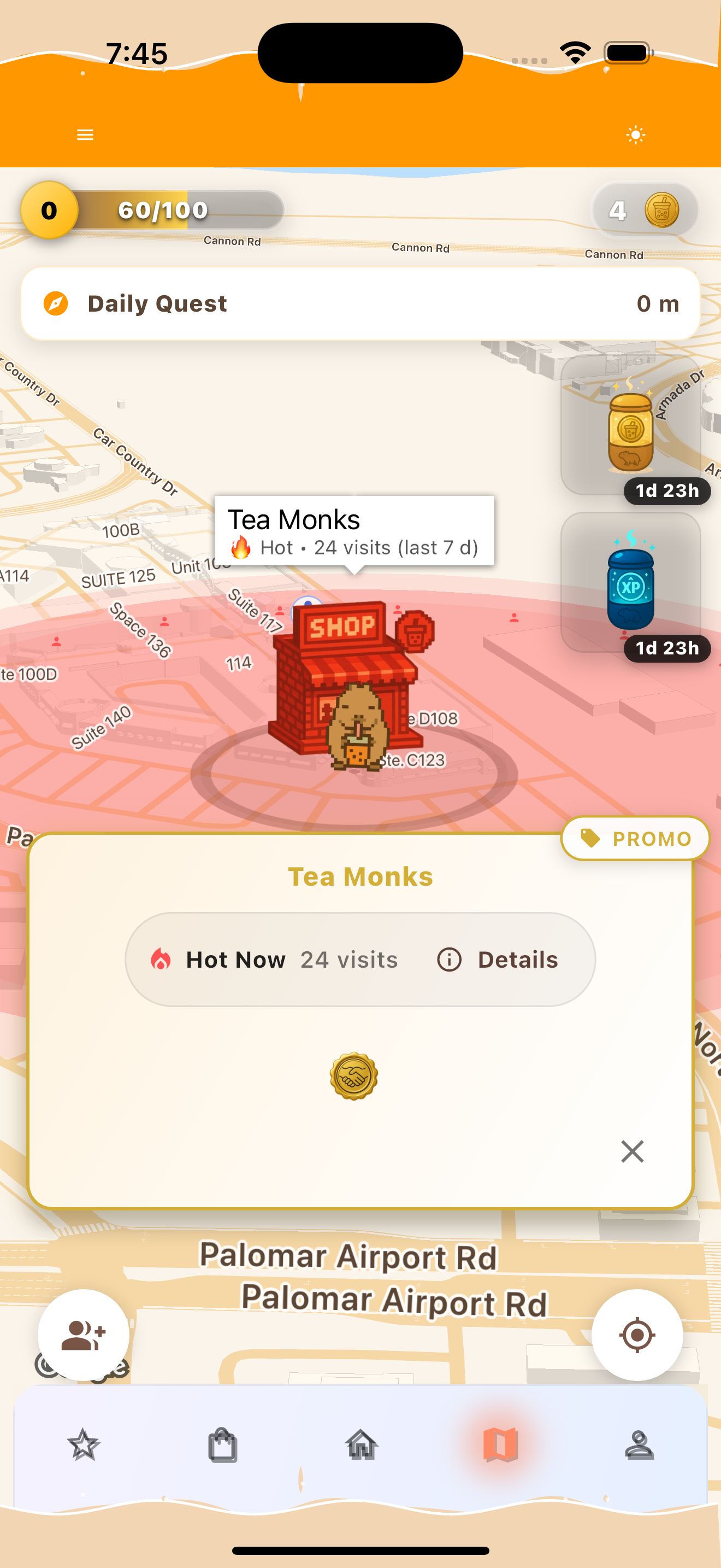 Partnered map with golden badge